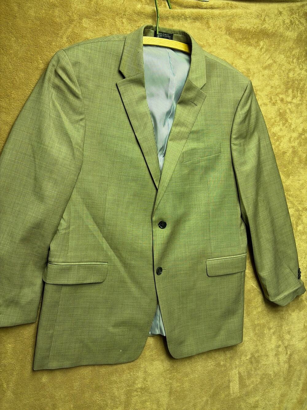 Tommy Hilfiger Mens Beige Blazer jacket 44R 100% 2-Button Sport Coat Mexico